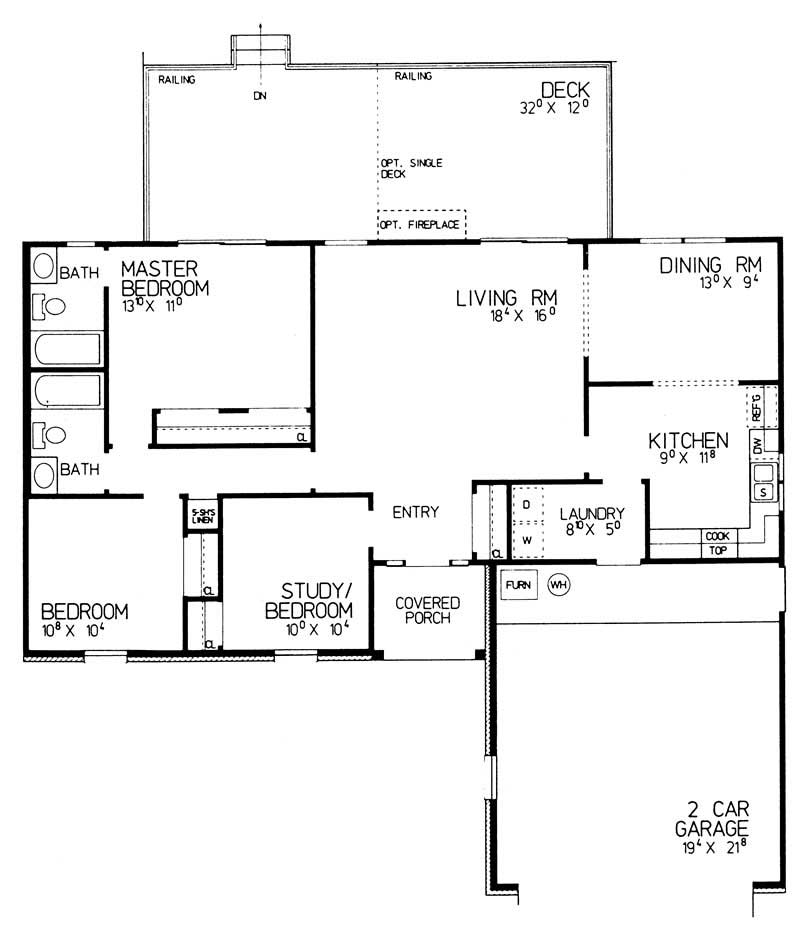 Floor Plan First Story of Country Plan #137-1009