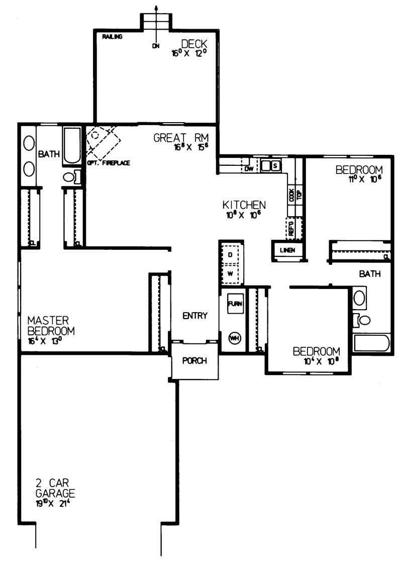 Floor Plan First Story of Ranch Plan #137-1010