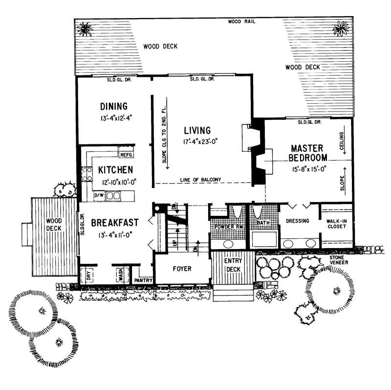 Floor Plan First Story of Contemporary Plan #137-1012