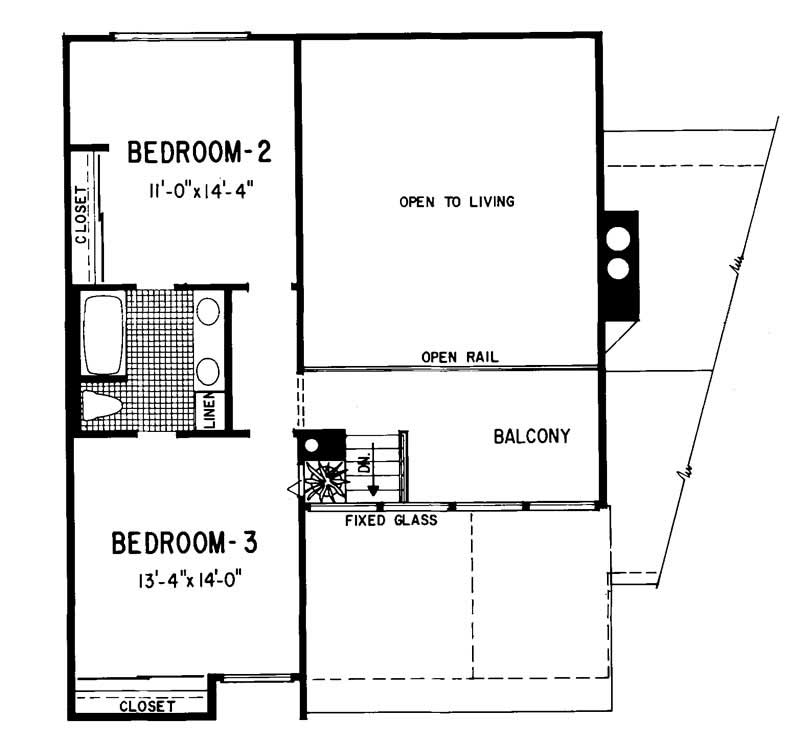 Floor Plan Second Story of Contemporary Plan #137-1012