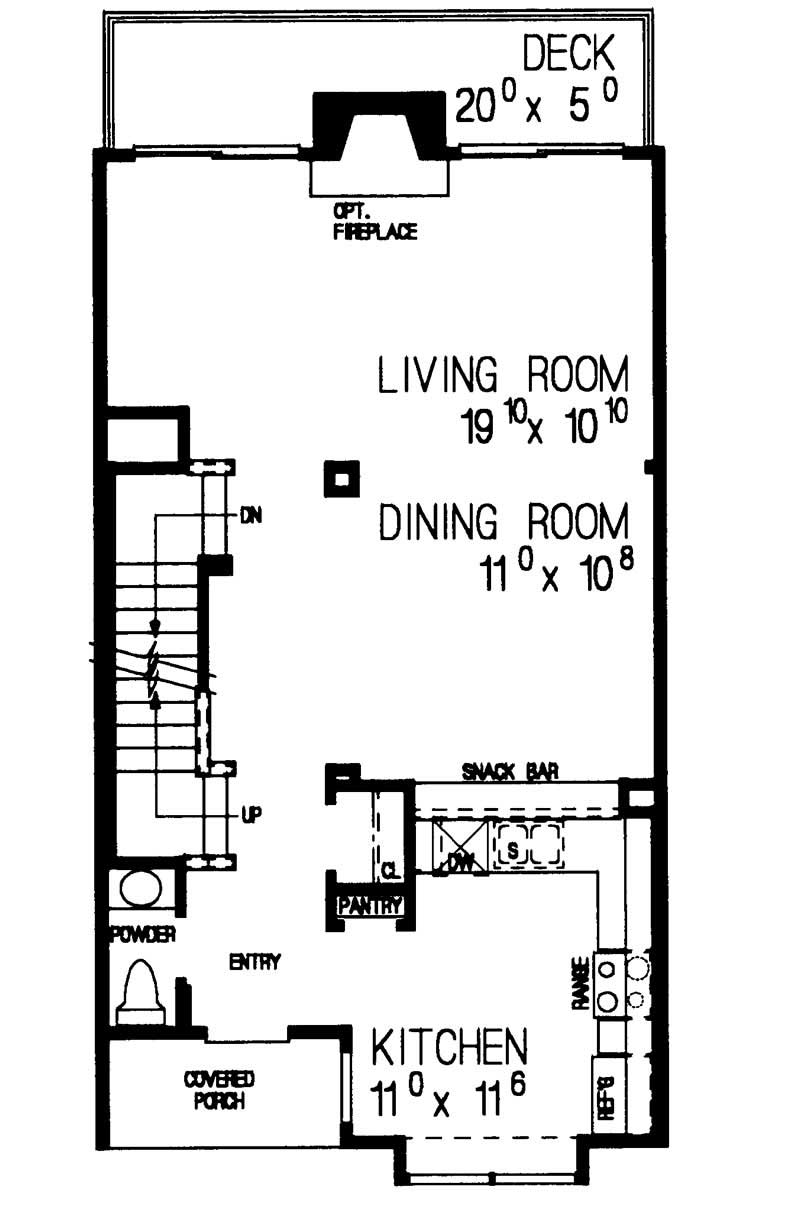 Floor Plan First Story of Country Plan #137-1016