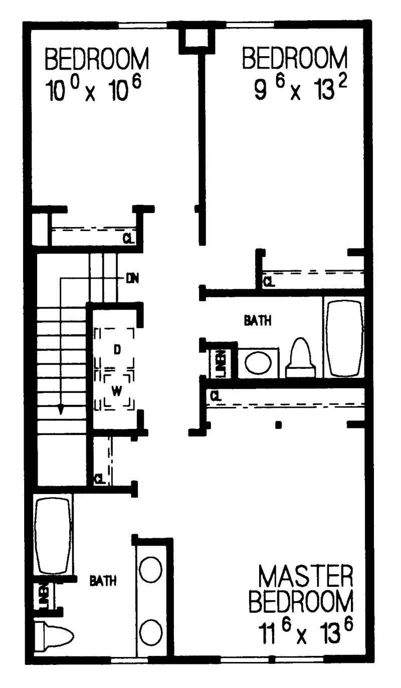 Floor Plan Second Story of Country Plan #137-1016
