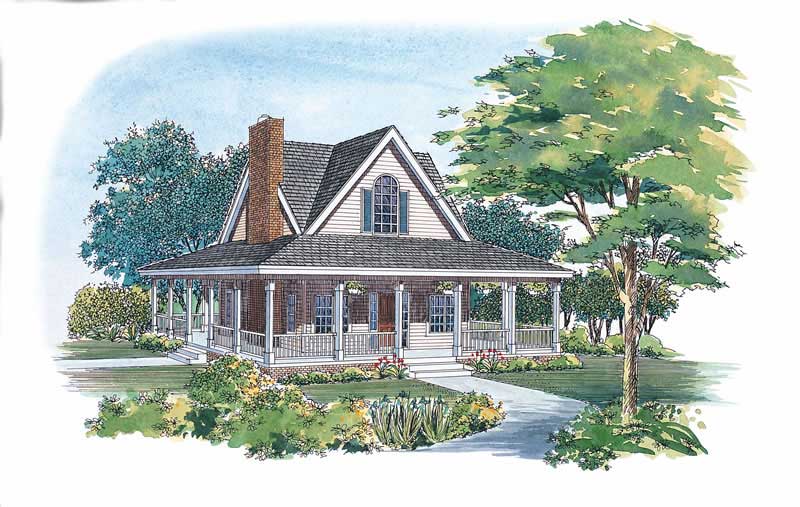 Home Plan Front Elevation of this 2-Bedroom,1072 Sq Ft Plan -137-1023