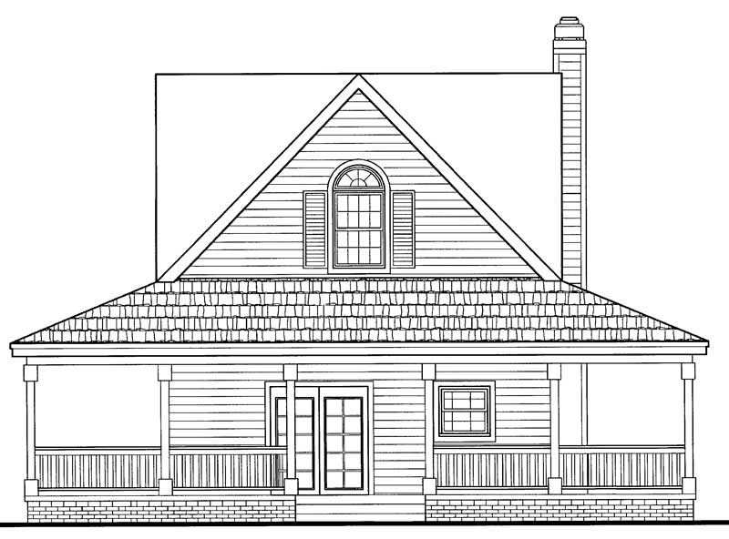 Home Plan Rear Elevation of this 2-Bedroom,1072 Sq Ft Plan -137-1023