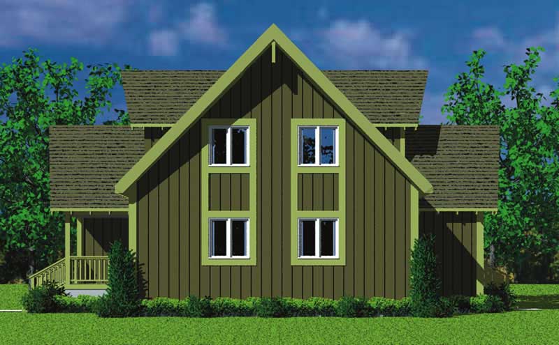Home Plan Rear Elevation of this 4-Bedroom,1831 Sq Ft Plan -137-1025