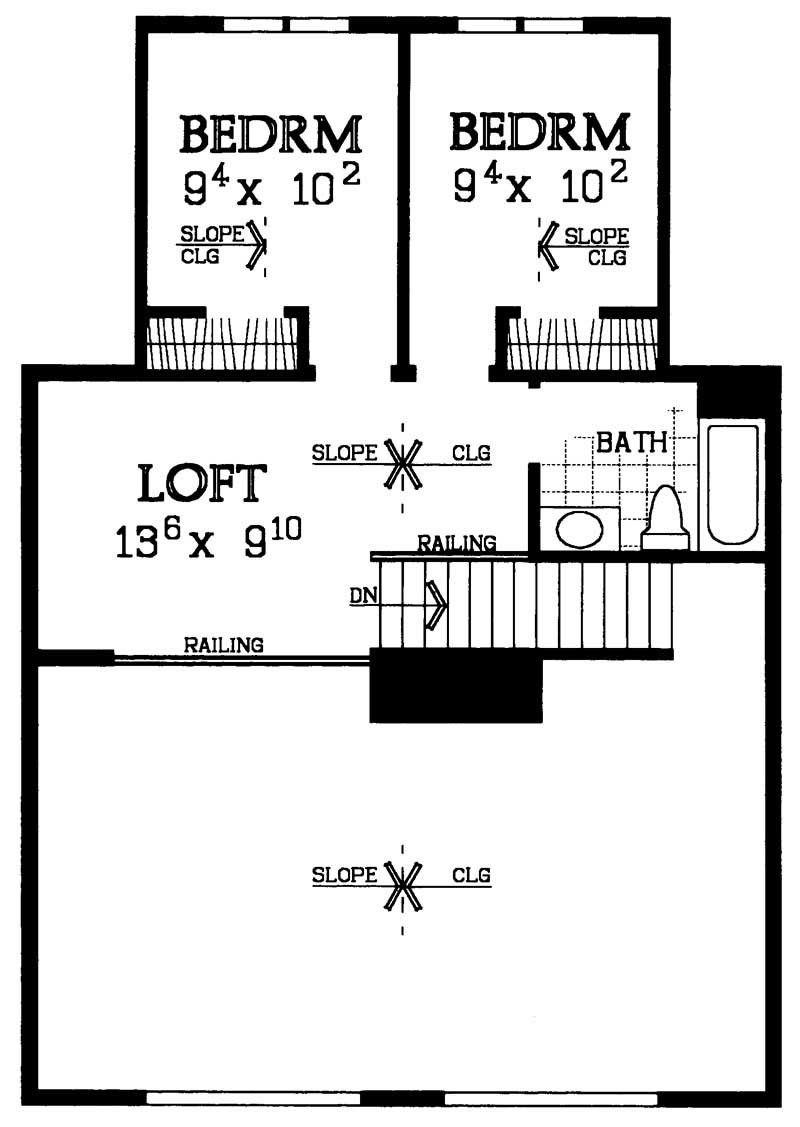 Floor Plan Second Story of Contemporary Plan #137-1025