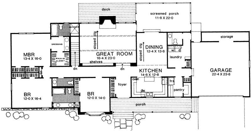 Floor Plan First Story of Contemporary Plan #137-1028