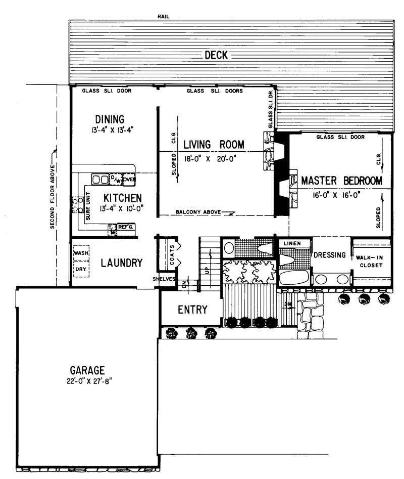 Floor Plan First Story of Contemporary Plan #137-1029