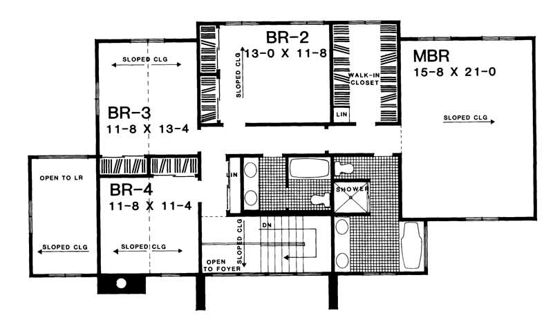 Floor Plan Second Story of Contemporary Plan #137-1031