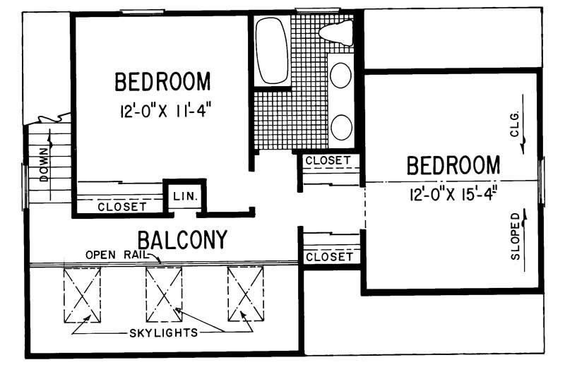 Floor Plan Second Story of Contemporary Plan #137-1032