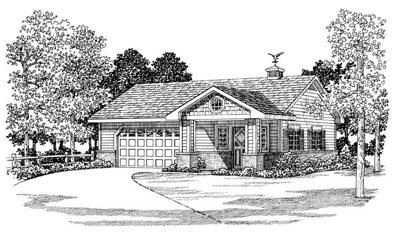 Front elevation of Garage home (ThePlanCollection: House Plan #137-1034)