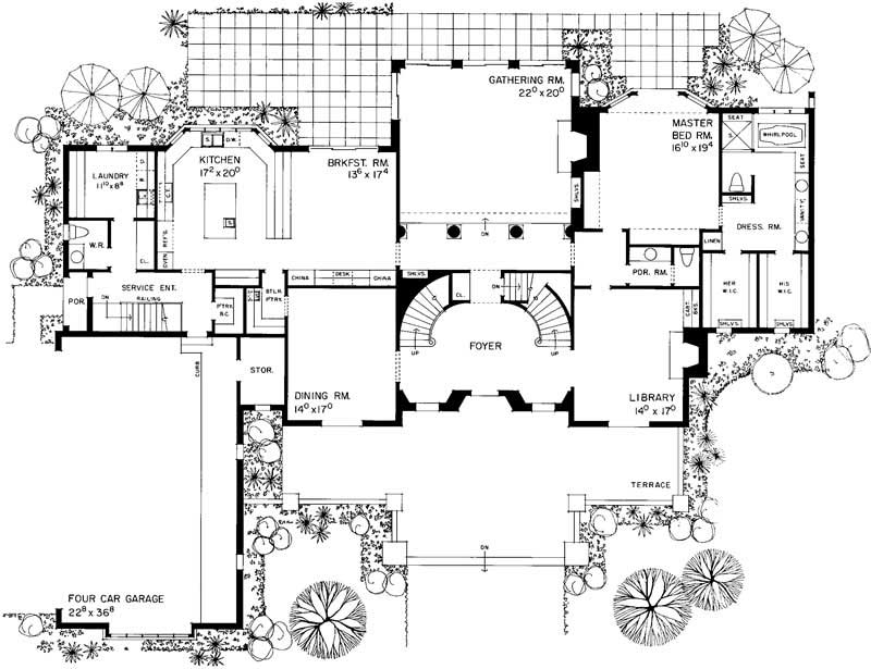 Floor Plan First Story of Mediterranean Plan #137-1035