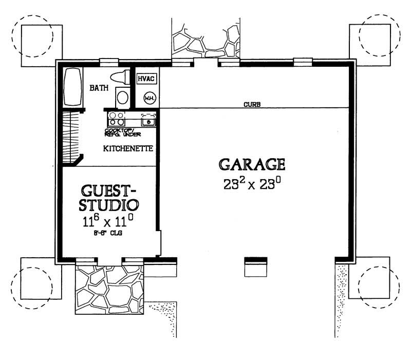 Floor Plan First Story of Garage Plan #137-1051