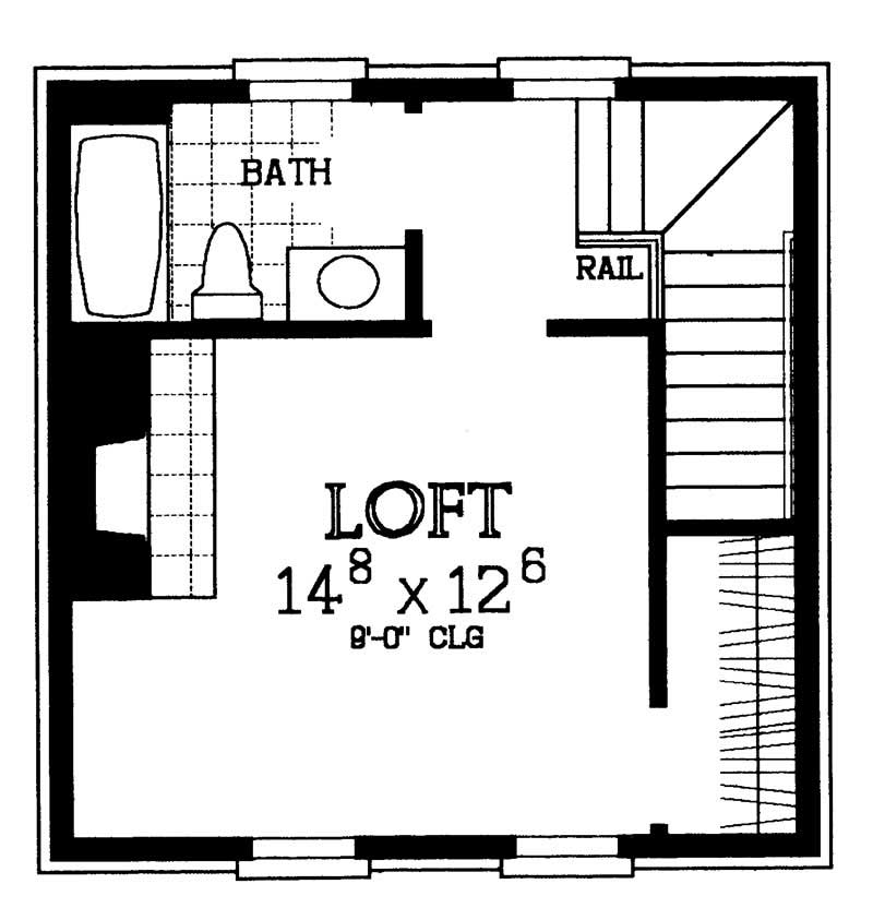 Floor Plan Second Story of European Plan #137-1057