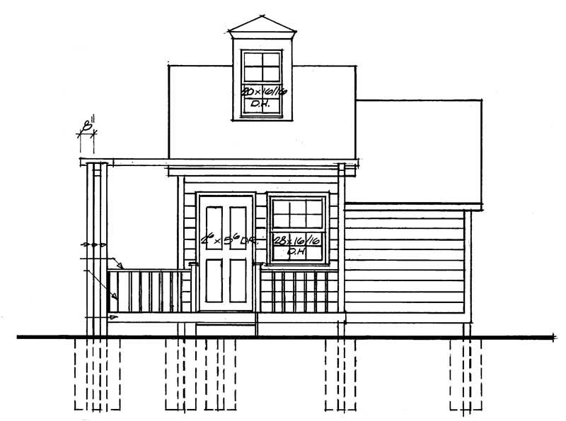 Home Plan Rear Elevation of this 1-Bedroom,183 Sq Ft Plan -137-1058