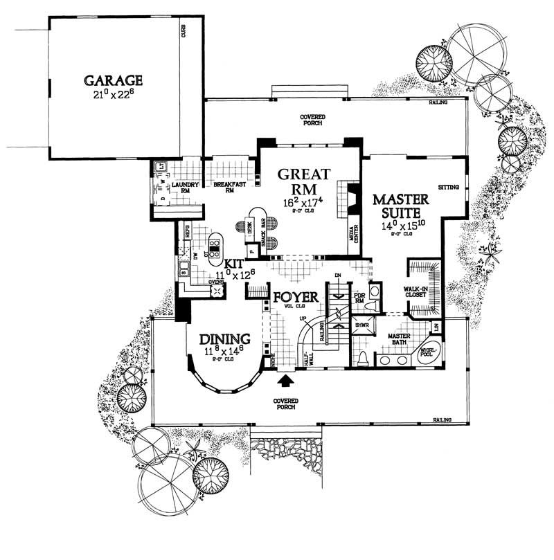 Floor Plan First Story of Country Plan #137-1059