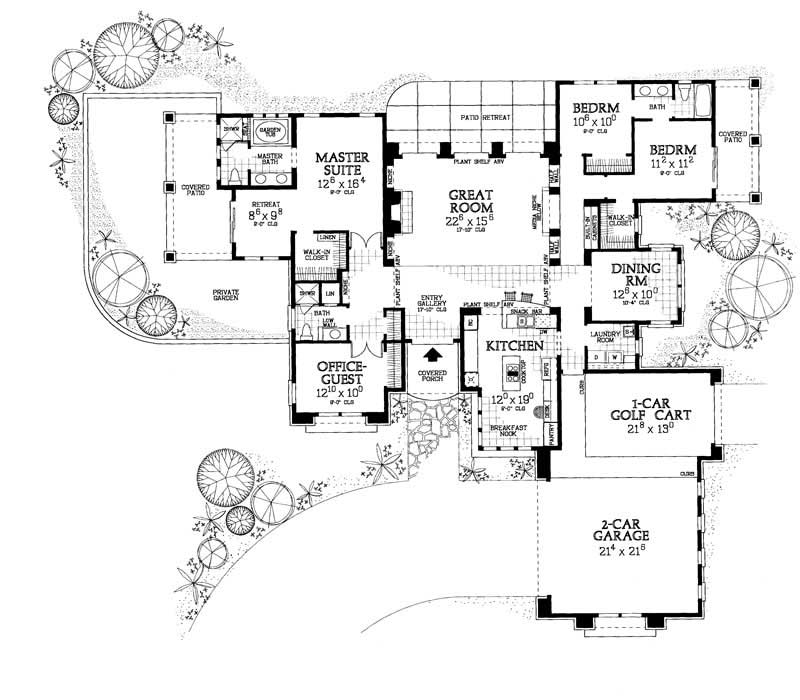 Floor Plan First Story of Mediterranean Plan #137-1060