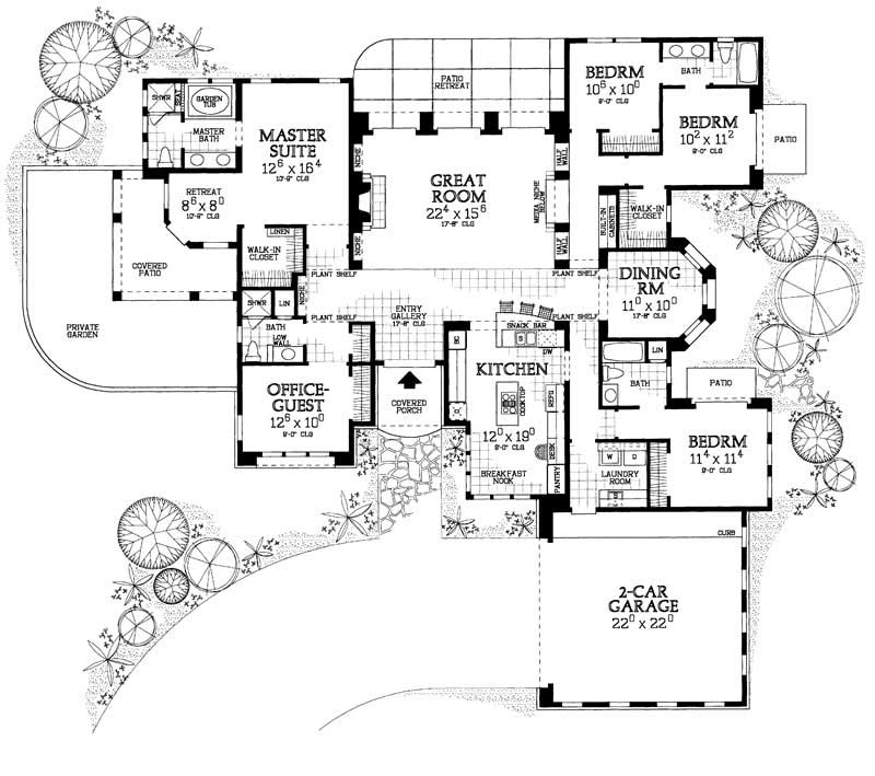 Floor Plan First Story of Mediterranean Plan #137-1063