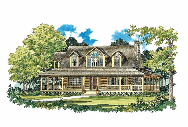 Log House Plans Front Elevation.
