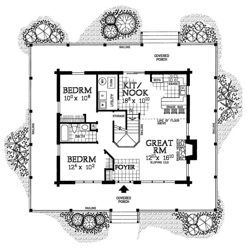 Floor Plan First Story of Country Plan #137-1073