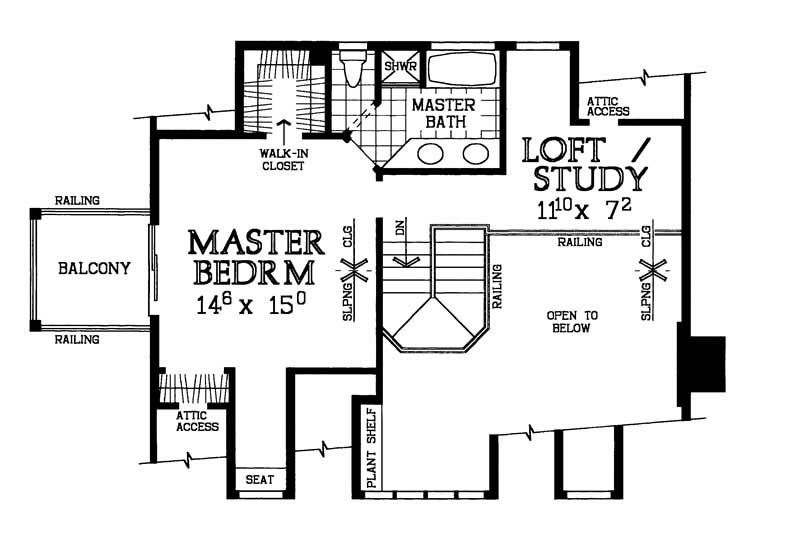 Floor Plan Second Story of Country Plan #137-1073