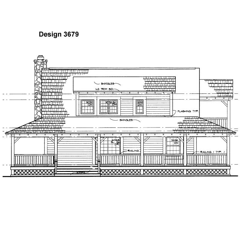 Home Plan Rear Elevation of this 3-Bedroom,1673 Sq Ft Plan -137-1079