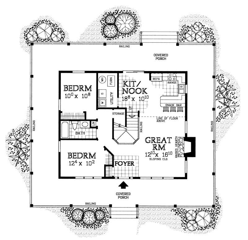 Floor Plan First Story of Country Plan #137-1079