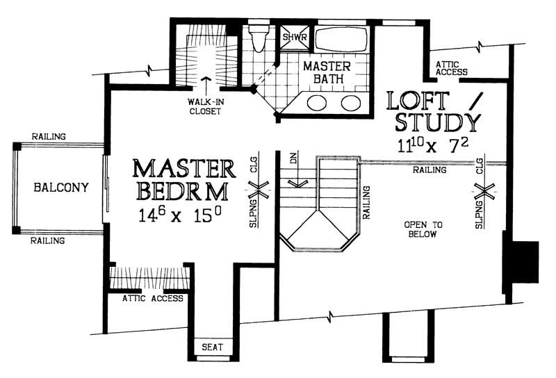 Floor Plan Second Story of Country Plan #137-1079