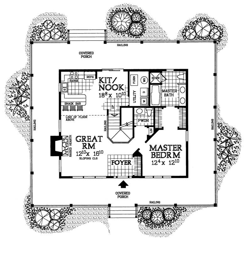 Floor Plan First Story of Country Plan #137-1081