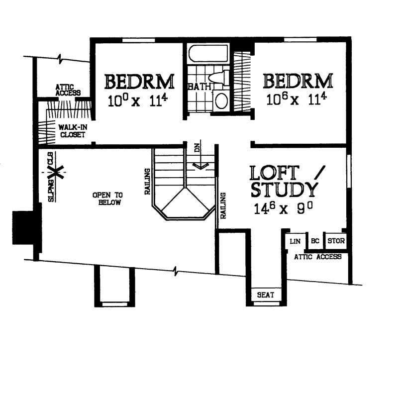 Floor Plan Second Story of Country Plan #137-1081