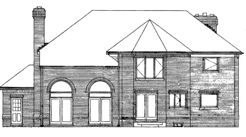 Home Plan Rear Elevation of this 4-Bedroom,2886 Sq Ft Plan -137-1083