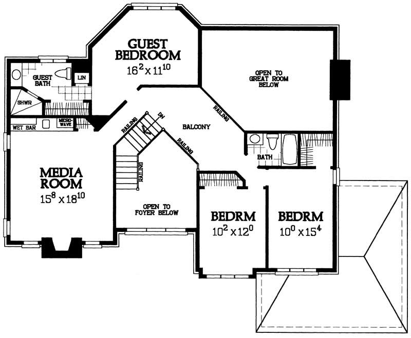 Floor Plan Second Story of Traditional Plan #137-1083