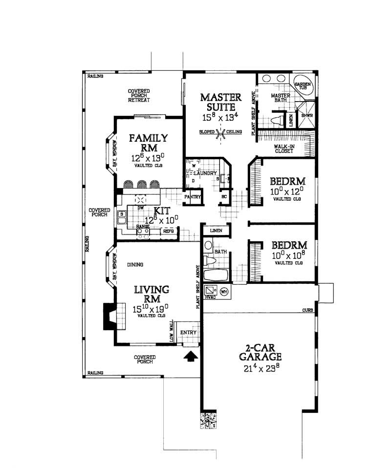Floor Plan First Story of Country Plan #137-1084