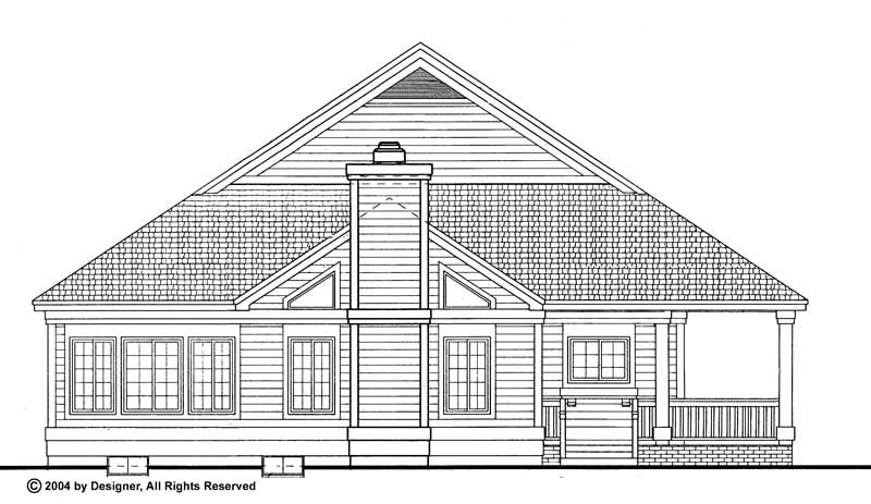 Home Plan Rear Elevation of this 2-Bedroom,1295 Sq Ft Plan -137-1085