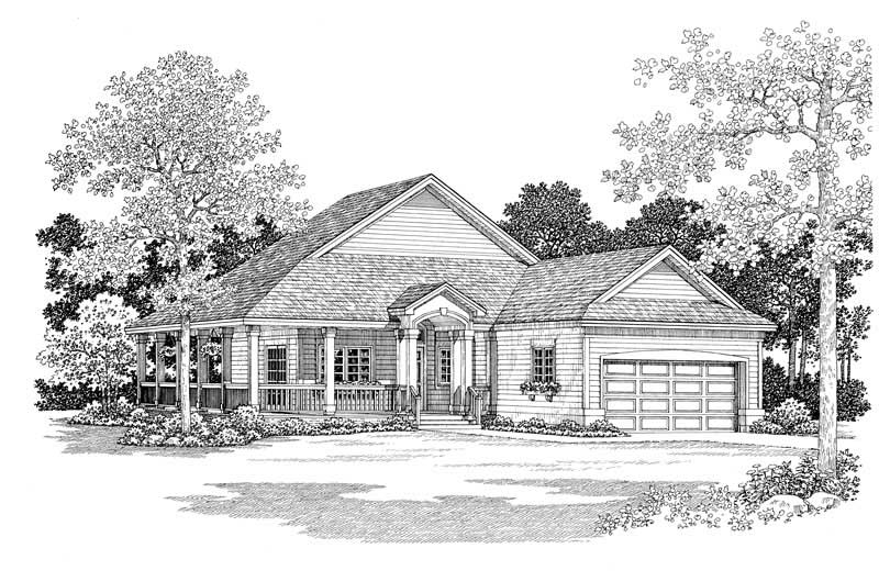 Home Plan Front Elevation of this 2-Bedroom,1295 Sq Ft Plan -137-1085