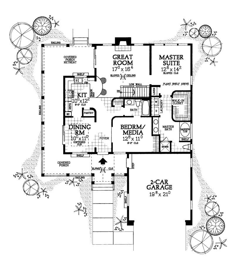 Floor Plan First Story of Country Plan #137-1085