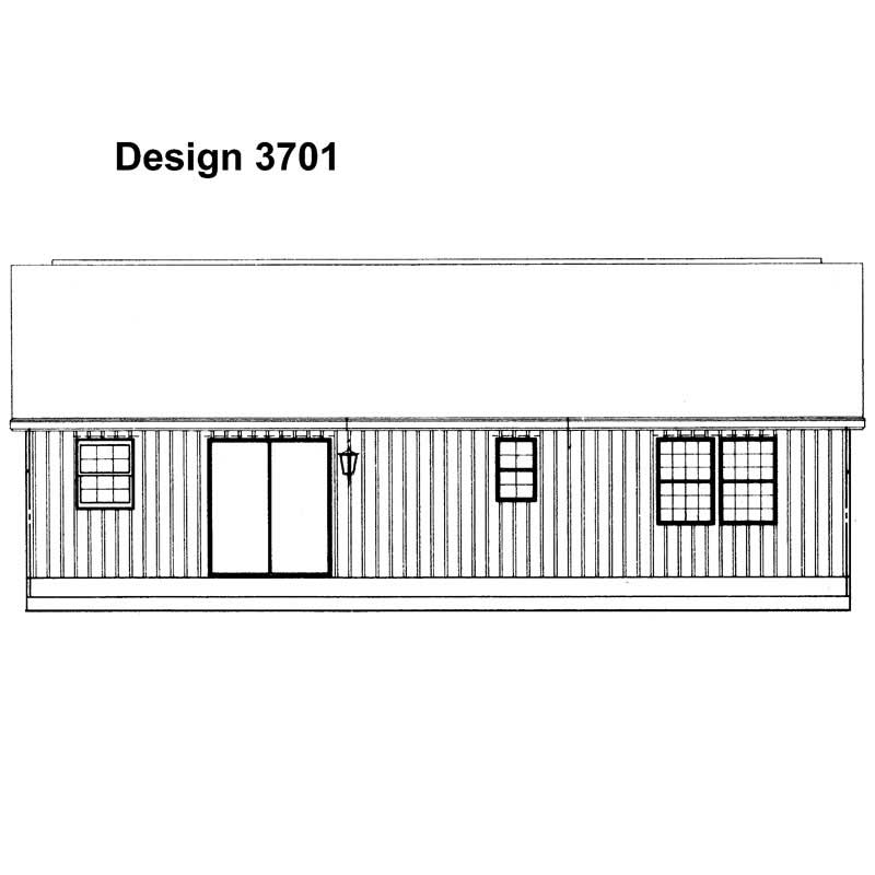 Home Plan Rear Elevation of this 3-Bedroom,1130 Sq Ft Plan -137-1088