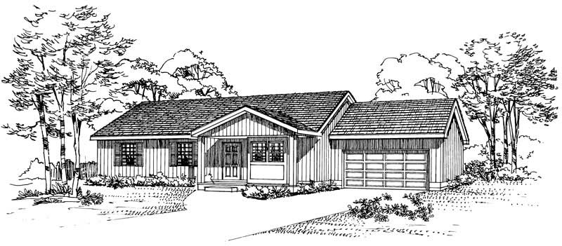 Home Plan Front Elevation of this 3-Bedroom,1130 Sq Ft Plan -137-1088