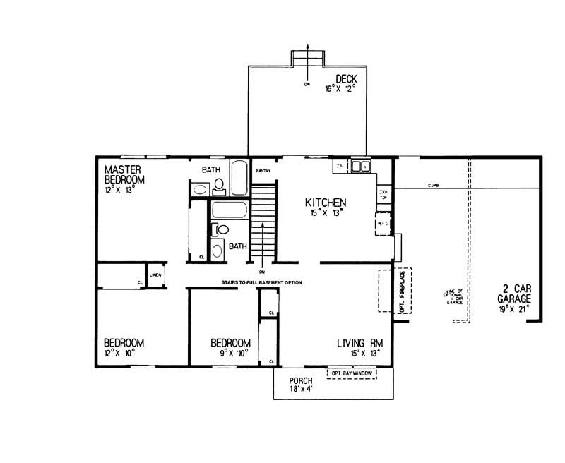 Floor Plan First Story of Country Plan #137-1088