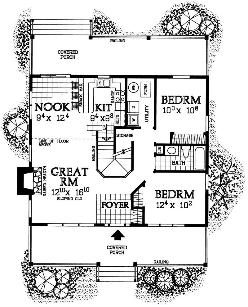 Floor Plan First Story of Country Plan #137-1090