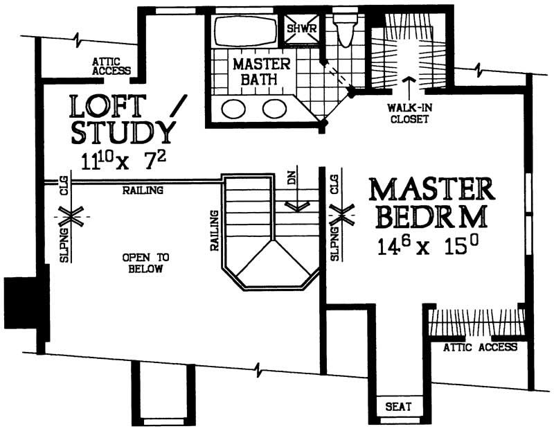 Floor Plan Second Story of Country Plan #137-1090