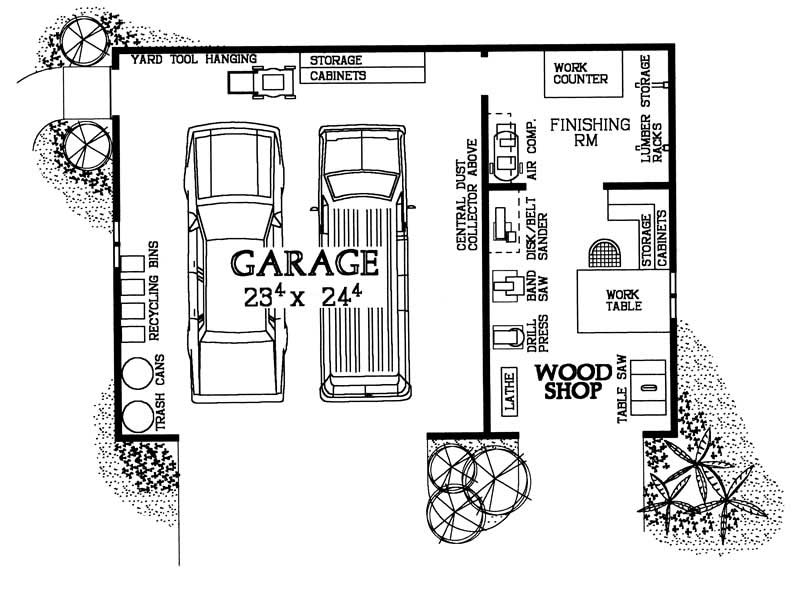 Floor Plan First Story of Garage Plan #137-1091