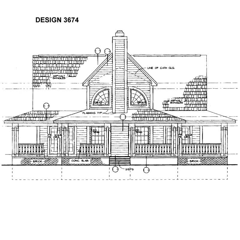 Home Plan Rear Elevation of this 3-Bedroom,1640 Sq Ft Plan -137-1097