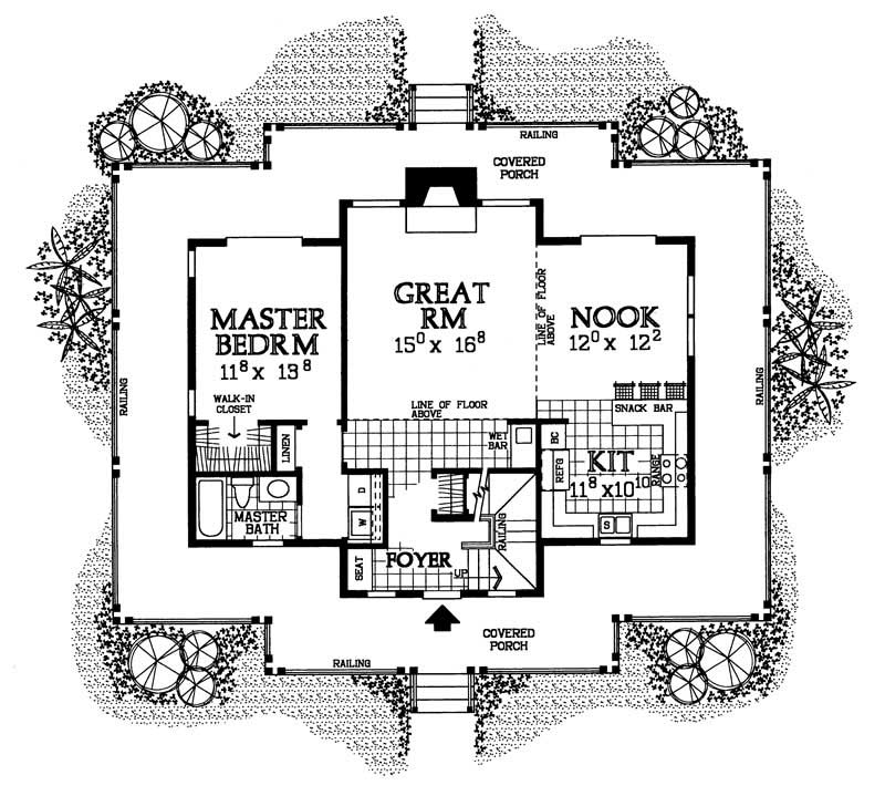 Floor Plan First Story of Country Plan #137-1097