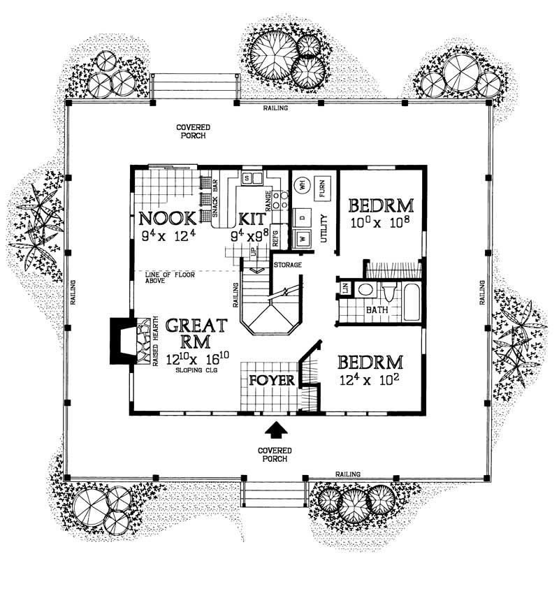 Floor Plan First Story of Country Plan #137-1098