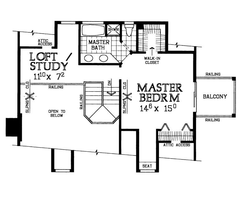 Floor Plan Second Story of Country Plan #137-1098