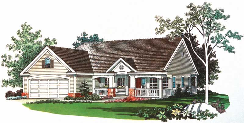 Home Plan Front Elevation of this 2-Bedroom,1118 Sq Ft Plan -137-1104