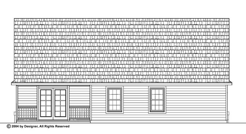 Home Plan Rear Elevation of this 2-Bedroom,1118 Sq Ft Plan -137-1104
