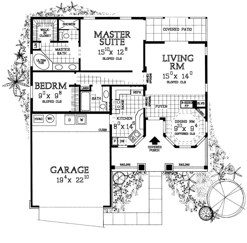 Floor Plan First Story of Country Plan #137-1104