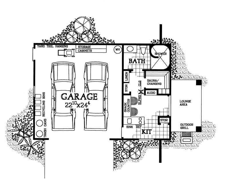 Floor Plan First Story of Garage Plan #137-1106